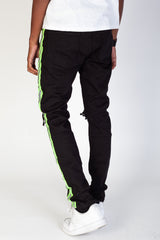 KNB3160 Black/Lime | KDNK Reflective Tape Ripped Skinny Jeans
