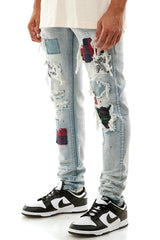 KND4457 Blue | KDNK Distressed Ripped Skinny Stretch Jeans