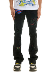 KDNK KND4838 Rip & Repair Skinny Jeans in jet black
