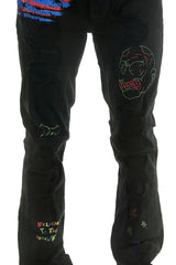 KND4838 Jet Black | KDNK Rip & Repair Distressed Skinny Jeans